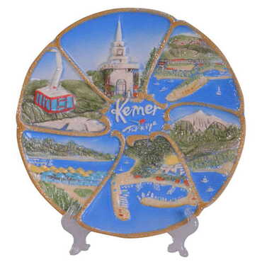 Myros - Kemer Themed Ceramic Decorative Plate 20 Cm