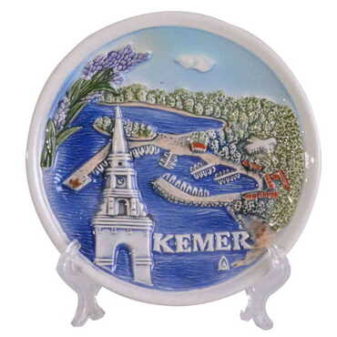 Myros - Kemer Themed Ceramic Plate 12 Cm