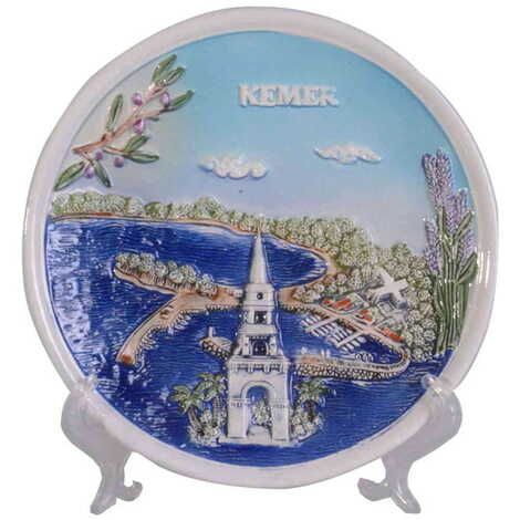 Kemer Themed Ceramic Plate 20 Cm