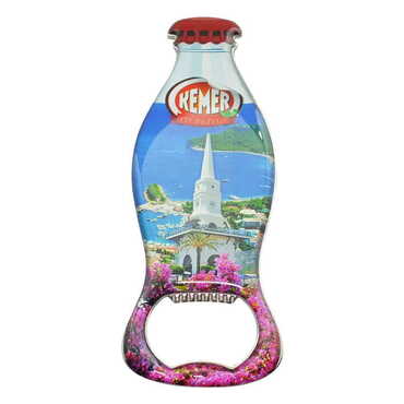 Myros - Kemer Themed Coke Bottle Shaped Metal Magnetic Bottle Opener 120x41 mm