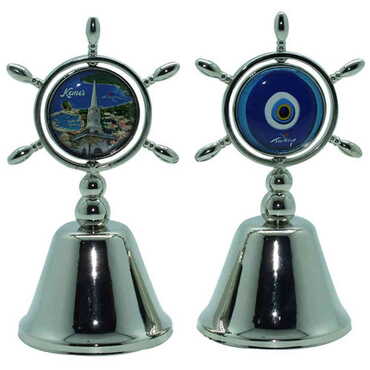 Myros - Kemer Themed Collectible Souvenir Double Face Metal Spinner Rudder Bell 44x92 mm