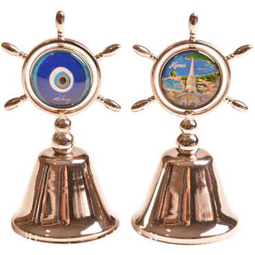 Kemer Themed Collectible Souvenir Double Face Metal Spinner Rudder Bell - Bronze Color - 4