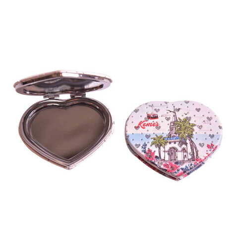 Kemer Themed Custom Printed Heart Shape Compact Mirror