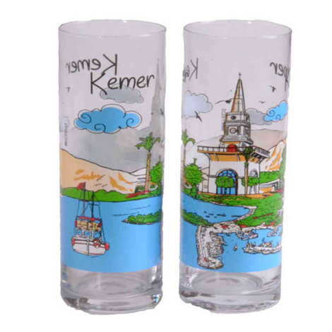 Kemer Themed Custom Printed Raki-Ouzo Glass