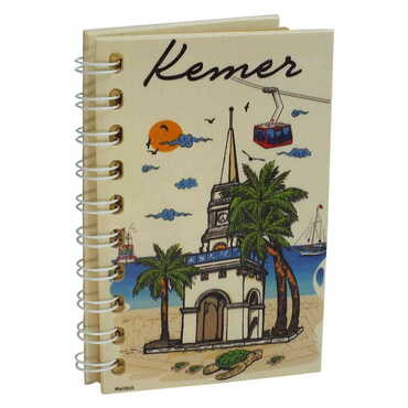 Kemer Themed Custom Printed Wood Cover Notebook 90X140 Mm - Thumbnail