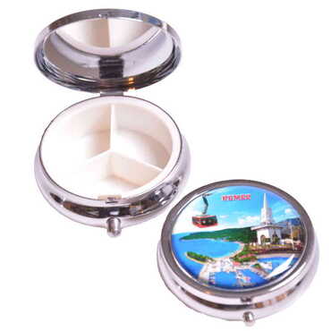 Myros - Kemer Themed Customised Epoxy Round Pill Box 50x15 mm