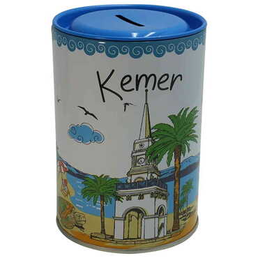 Myros - Kemer Themed Customised Kids Tin Round Coin Box 83x83x125 mm