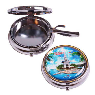 Kemer Themed Customised Metal Epoxy Travel Pocket Ashtray 50x15 mm - Thumbnail