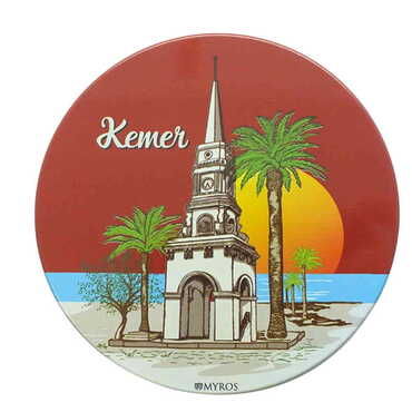 Kemer Themed Customised Metal Tin Coaster 90 mm - Thumbnail