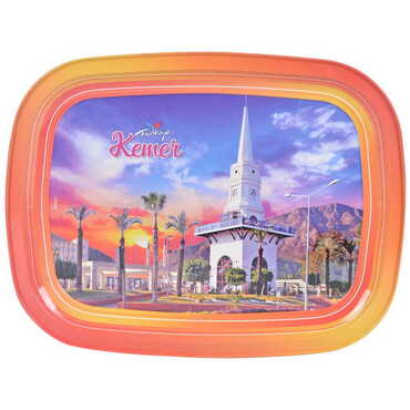 Kemer Themed Customised Printed Tin Serving Tray 305x235 mm - Thumbnail