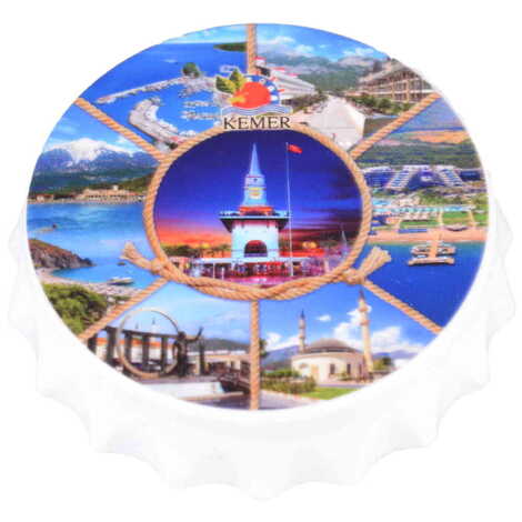 Kemer Themed Customised UV Printed Bottle Cap Shaped Plastic Base Bottle Opener 58x15 mm - 6