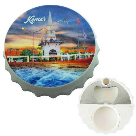 Kemer Themed Customised Uv Printed Bottle Cap Shaped Plastic Base Bottle Opener 63x15 mm