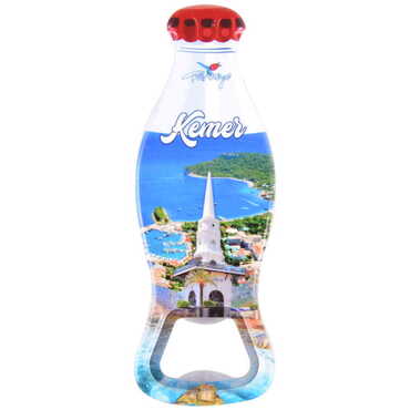 Myros - Kemer Themed Customised Uv Printed Coca Cola Bottle Shape Plastic Base Bottle Opener 42x120 mm