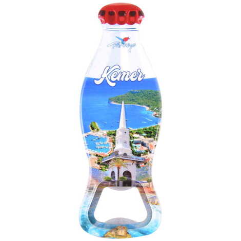 Kemer Themed Customised Uv Printed Coca Cola Bottle Shape Plastic Base Bottle Opener 42x120 mm