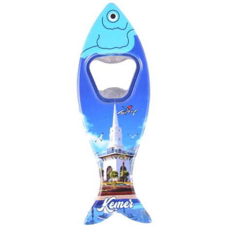 Kemer Themed Customised UV Printed Fish Shape Printed Plastic Base Bottle Opener 42x130 mm