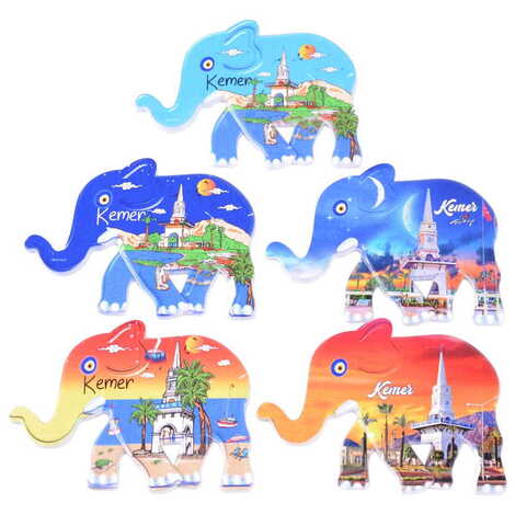 Kemer Themed Customised UV Printed Plastic Base Elephant Shaped Fridge Magnet 86x62 mm - 2