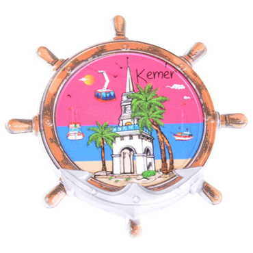 Kemer Themed Customised UV Printed Plastic Base Marin Rudder Shaped Fridge Magnet 82x82 mm - 7
