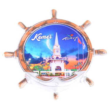 Kemer Themed Customised UV Printed Plastic Base Marin Rudder Shaped Fridge Magnet 82x82 mm - Thumbnail