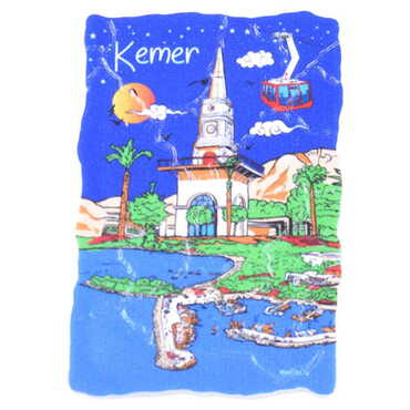 Kemer Themed Customised UV Printed Plastic Base Mosaic Pattern Rectangle Fridge Magnet 80x50 mm - Thumbnail