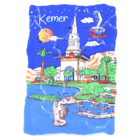 Kemer Themed Customised UV Printed Plastic Base Mosaic Pattern Rectangle Fridge Magnet 80x50 mm