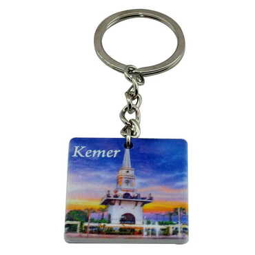 Myros - Kemer Themed Customised Uv Printed Plastic Base Round Keyring 40x108 mm