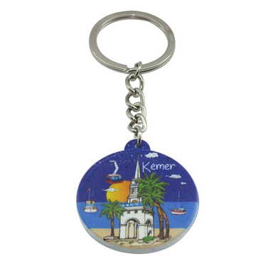 Myros - Kemer Themed Customised UV Printed Plastic Base Square Keyring 38x100 mm