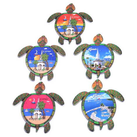 Kemer Themed Customised UV Printed Plastic Base Turtle Shaped Fridge Magnet 80x74 mm - 2
