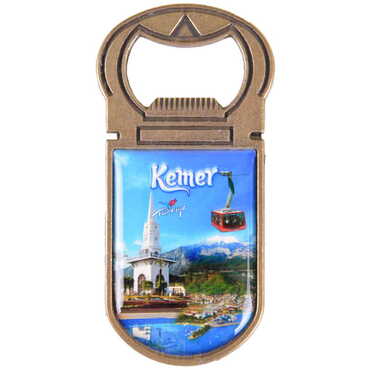 Myros - Kemer Themed Customizable Metal Magnetic Bottle Opener 40x95 mm