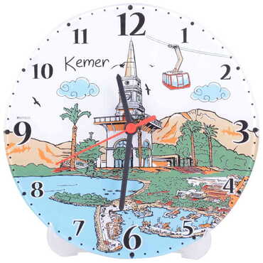 Myros - Kemer Themed Decorative Custom Print Glass Wall Watch 25 Cm