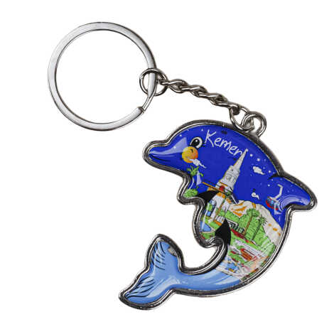 Kemer Themed Dolphin Shaped Metal Keychain - 5