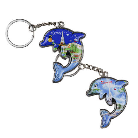 Kemer Themed Dolphin Shaped Metal Keychain - 2