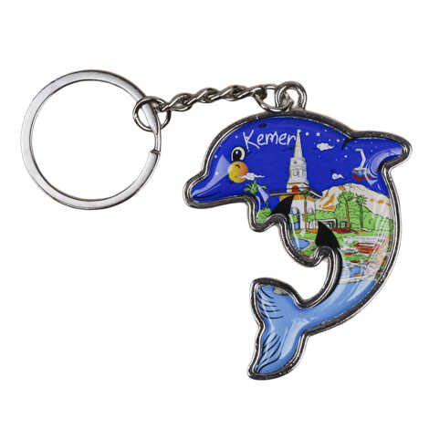 Kemer Themed Dolphin Shaped Metal Keychain - 3