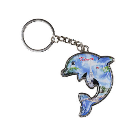 Kemer Themed Dolphin Shaped Metal Keychain - 4