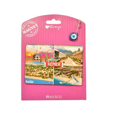 Kemer Themed Epoxy Dome Backing Card Souvenir Fridge Magnet - Thumbnail