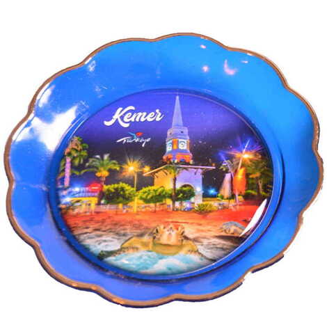 Kemer Themed Epoxy Dome Plate Shaped Souvenir Fridge Magnet 73 mm - 8
