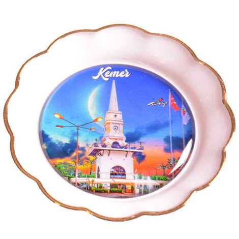 Kemer Themed Epoxy Dome Plate Shaped Souvenir Fridge Magnet 73 mm - 16