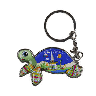 Kemer Themed Floating Turtle Shaped Metal Keychain - 4