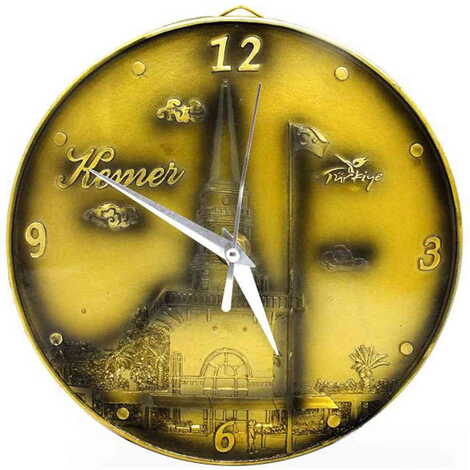 Kemer Themed Gold Color Polyester Wall Clock