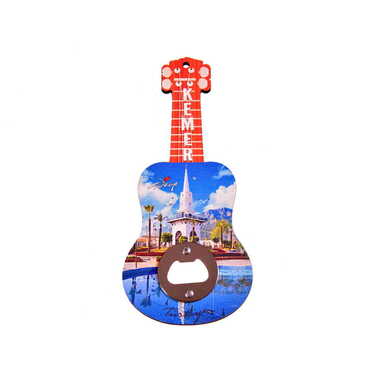 Myros - Kemer Themed Guitar Shaped Printed MDF Wooden Bottle Opener 200x89 mm