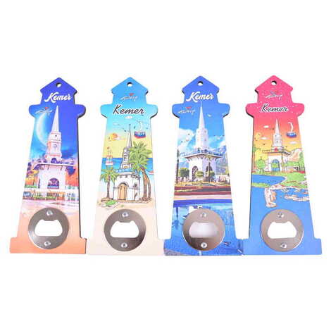 Kemer Themed Lighthouse Shaped Printed MDF Wooden Bottle Opener 188x77 mm - 2