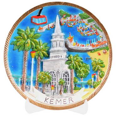 Kemer Themed Local Themed Ceramic Crystal Plate 20 cm - Thumbnail