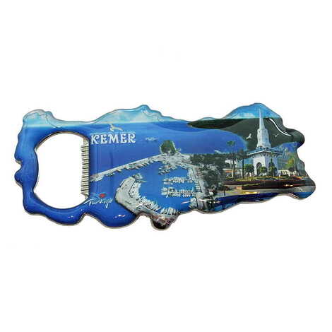 Kemer Themed Map Shaped Metal Magnetic Bottle Opener 100x45 mm