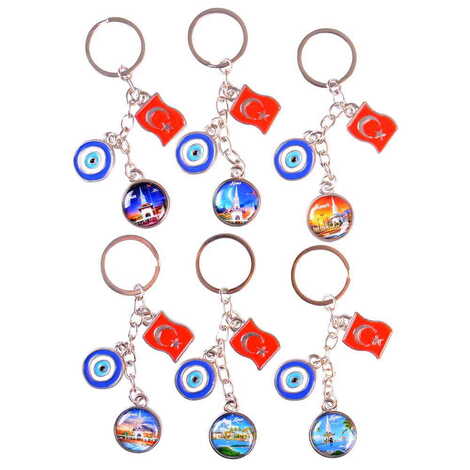 Kemer Themed Metal Evil Eye Enamel Keychain - 2