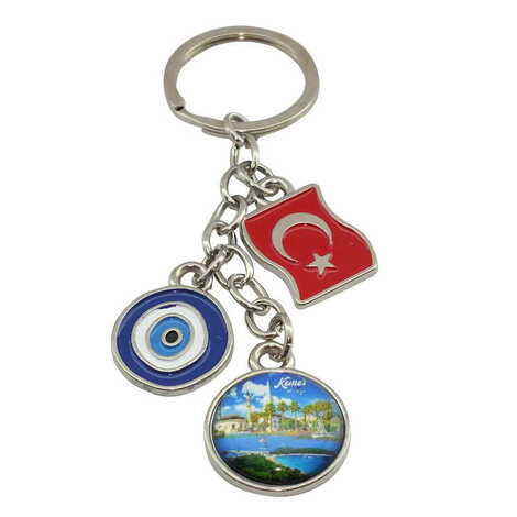 Kemer Themed Metal Evil Eye Enamel Keychain