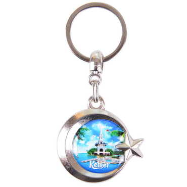 Myros - Kemer Themed Metal Turkish Flag Enamel Keychain