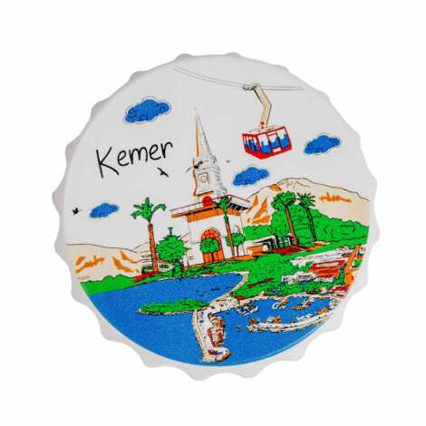 Kemer Themed Myros White Bottle Opener Refrigerator Magnet 63x15 mm - 1