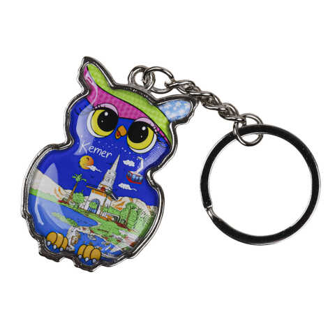 Kemer Themed Owl Shaped Metal Keychain - 5