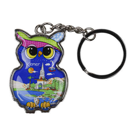 Kemer Themed Owl Shaped Metal Keychain - 4