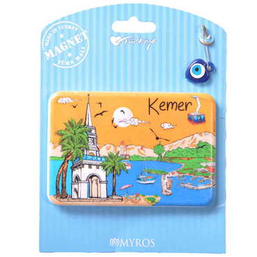 Kemer Themed Plastic Base UV Printed Custom Backing Carded Fridge Magnet - Thumbnail