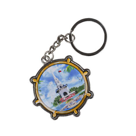 Kemer Themed Ship Wheel Shaped Metal Keychain - 5